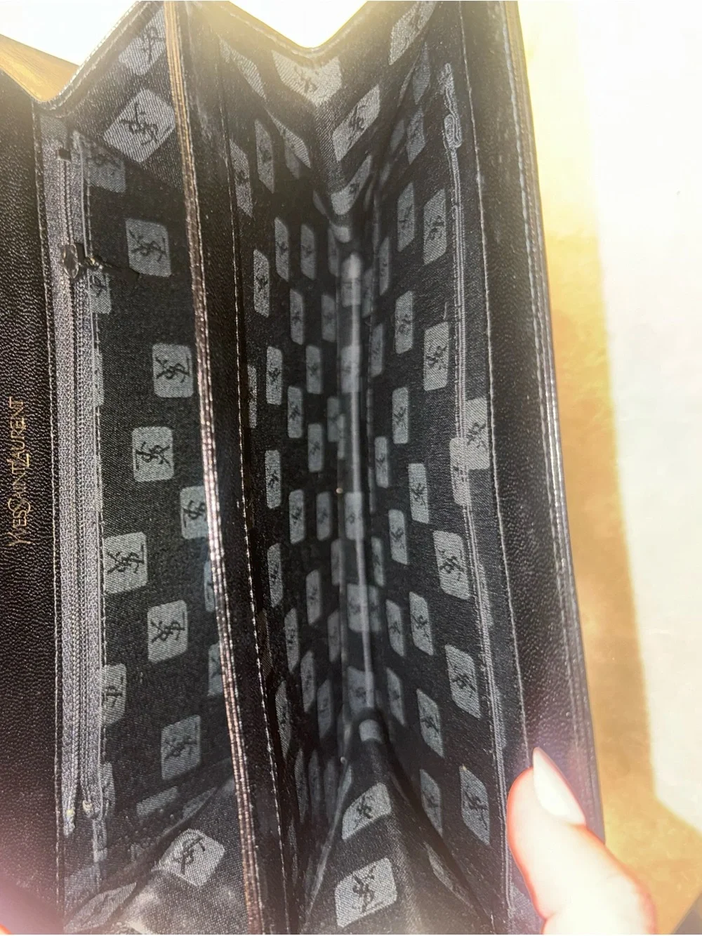 Saint Laurent Black Lizard-Embossed Leather Messenger Bag with Gold Logo Clasp